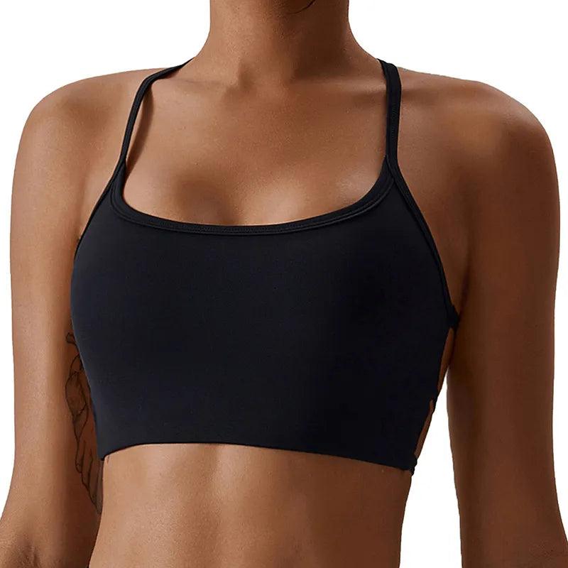 Top sportowy z odkrytymi plecami - Czarny S