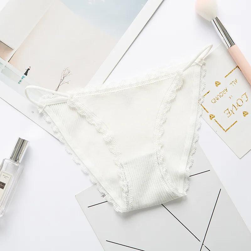 Figi z koronką - Biały S/M