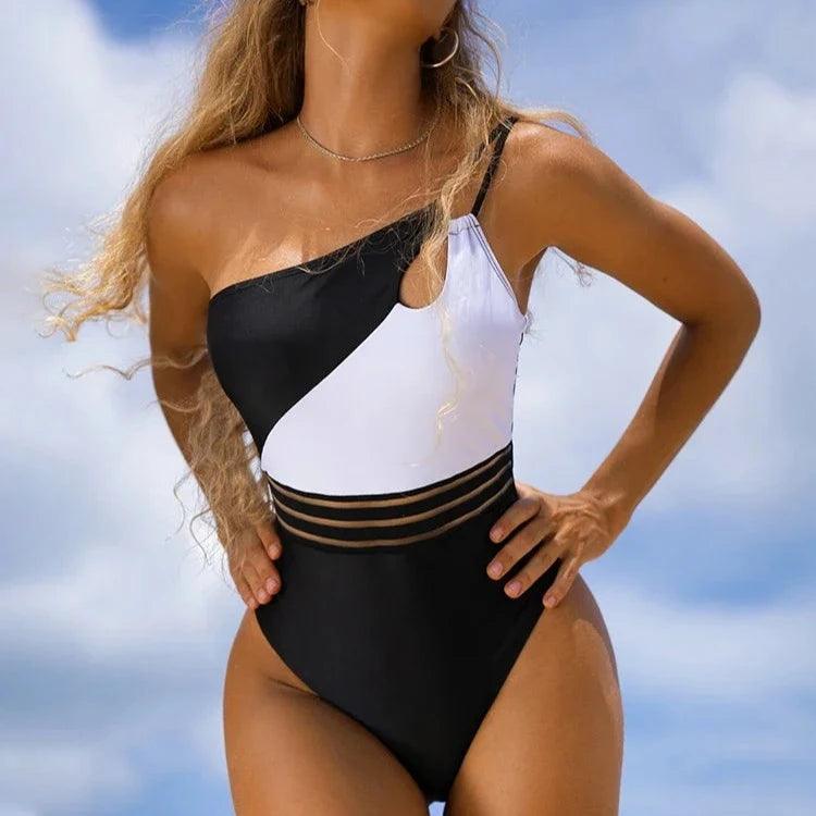 Jednoczęściowy strój kąpielowy na jedno ramię - S