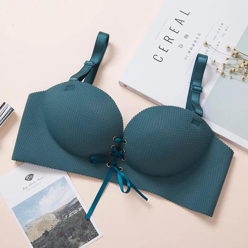 Biustonosz push-up z wiązaniem - Zielony A / 32 A / 32