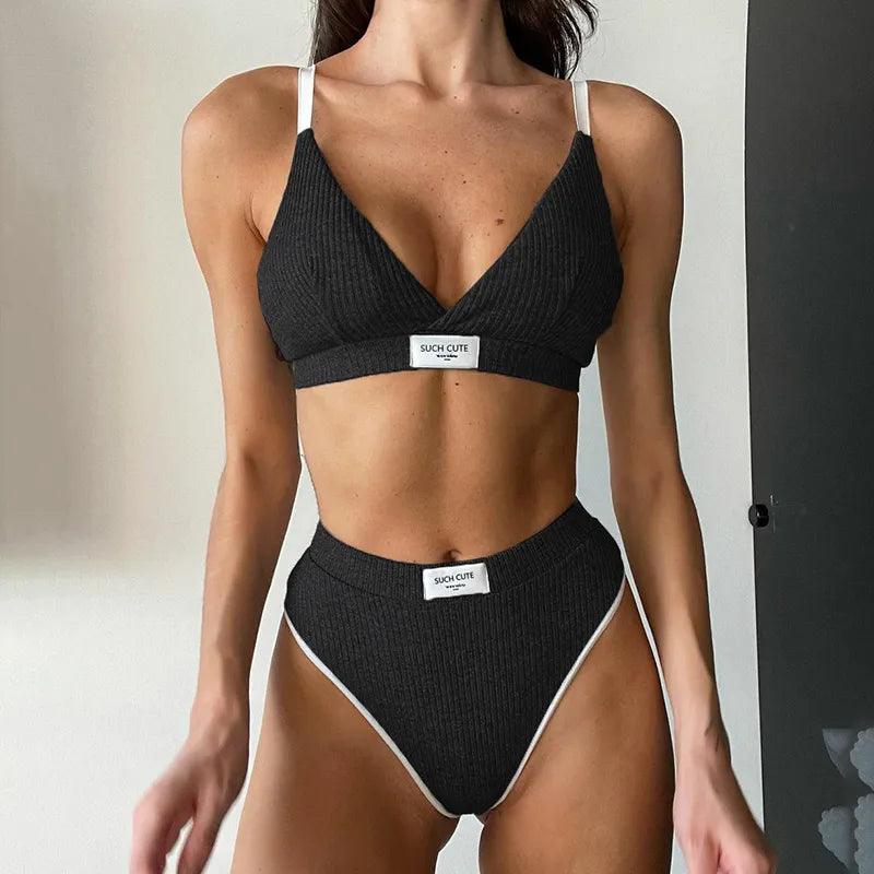 Zestaw bielizny w stylu sportowym - Czarny S