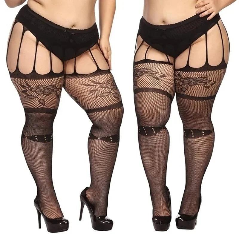 Pończochy plus size - Czarny Plus Size