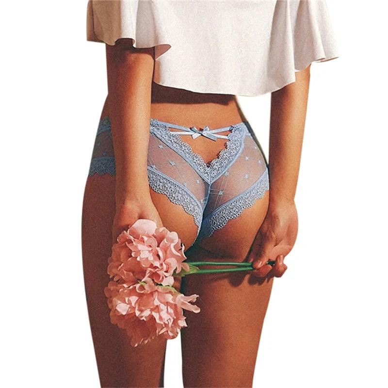 Figi z kokardką - Niebieski S