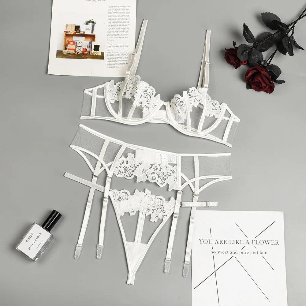 Koronkowy zestaw bielizny - Biały S