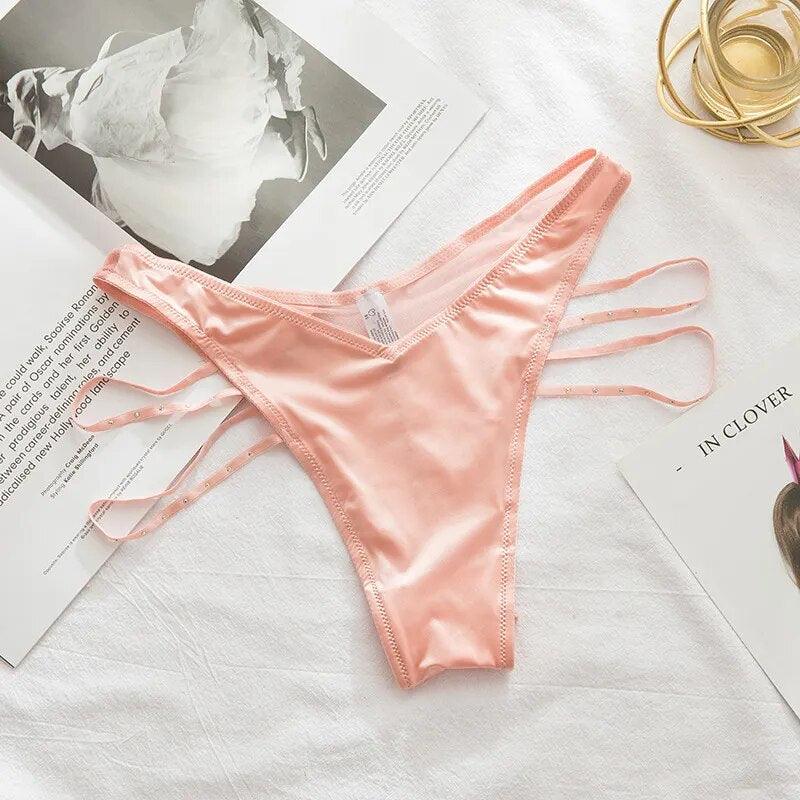 Figi z paskami - Jasnoróżowy S/M