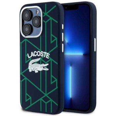 Etui LACOSTE Silicone Monogram Vintage Logo MagSafe do Apple iPhone 15 Pro Max Granatowy