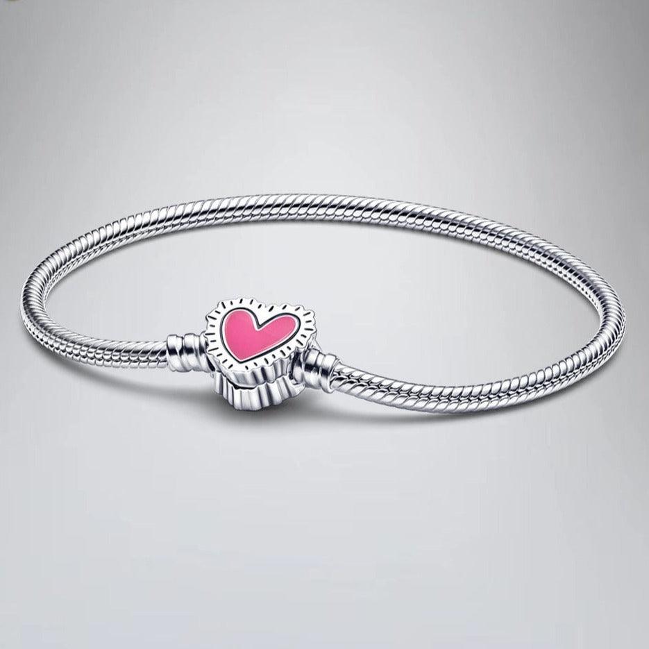 Bransoletka z zawieszką w kształcie serca - Srebrny 17cm
