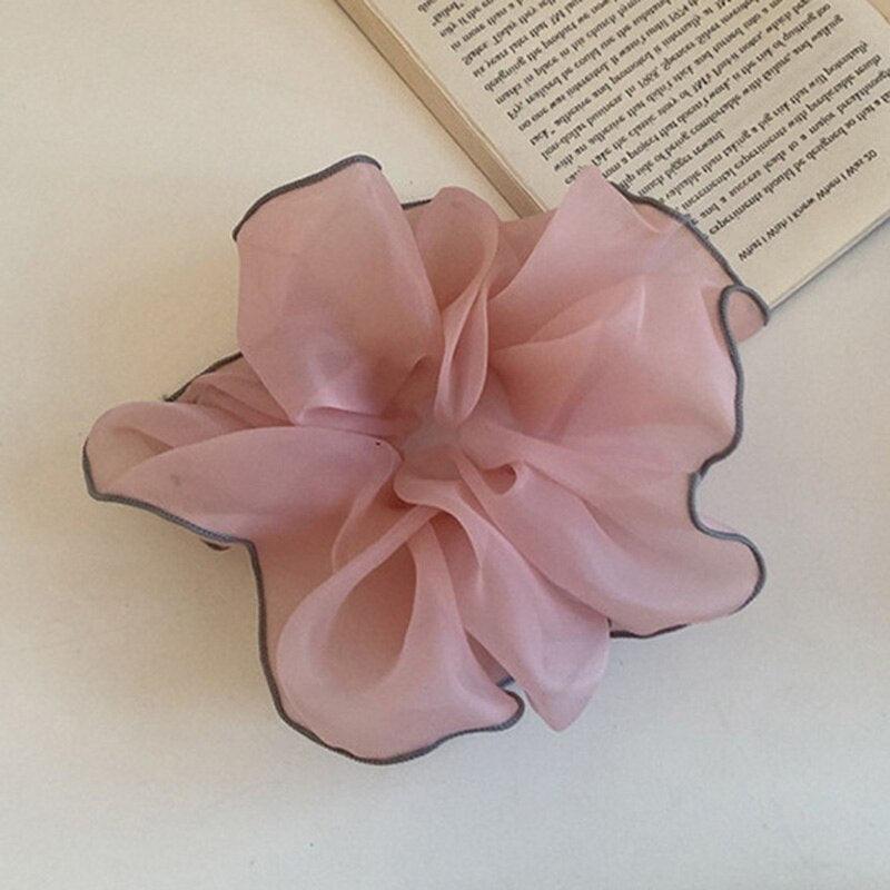 Duże gumki do włosów scrunchie z oblamówką - Różowy