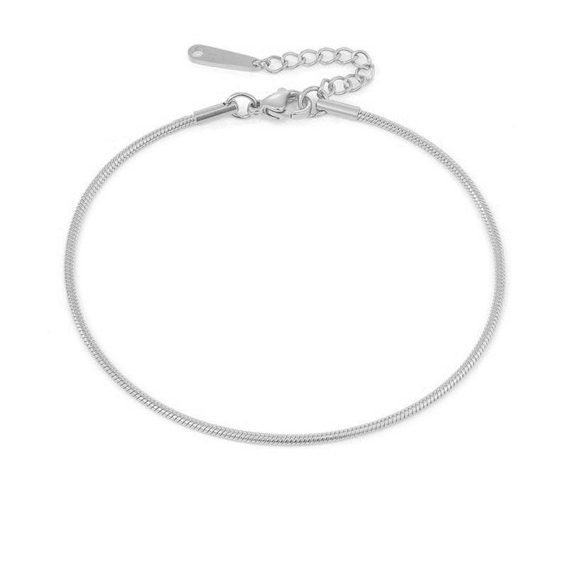 Minimalistyczna bransoletka na kostkę - Srebrny