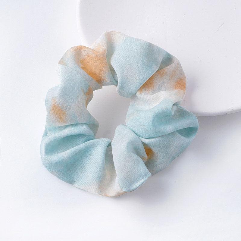 Dwukolorowa gumka do włosów scrunchie - Niebieski