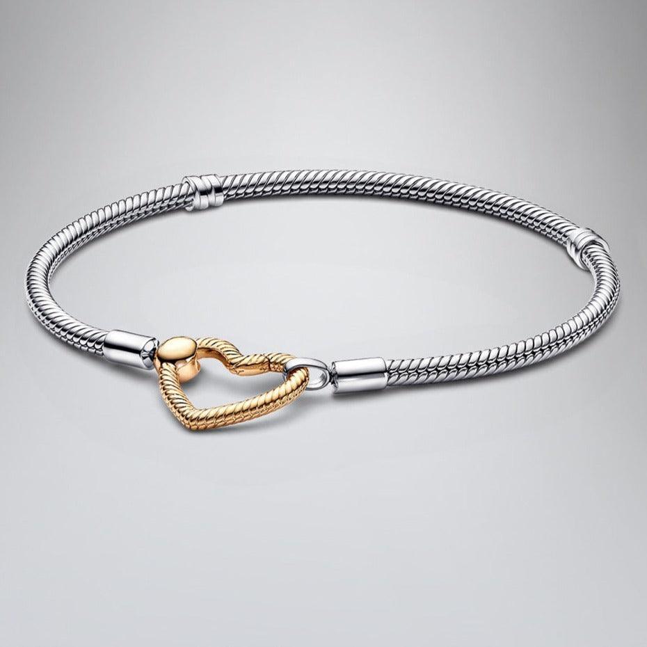 Bransoletka z otwartym serduszkiem - Srebrny 17cm