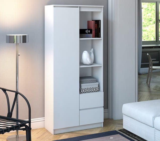 Regał półotwarty 180x80cm biały szuflady Umeblowana.com