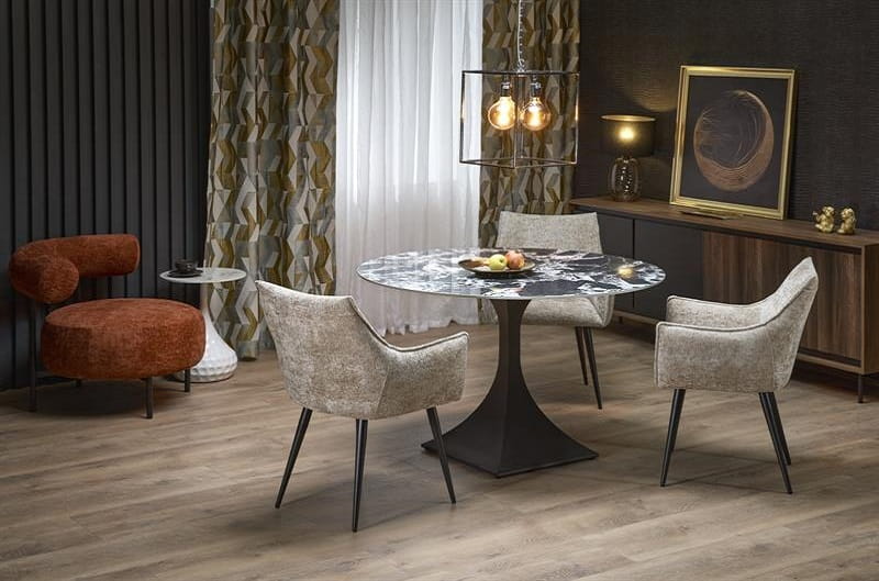 Okrągły stół do jadalni czarny marmur Umeblowana.com