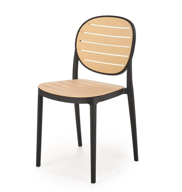Modne krzesło z tworzywa czarny/naturalny Umeblowana.com