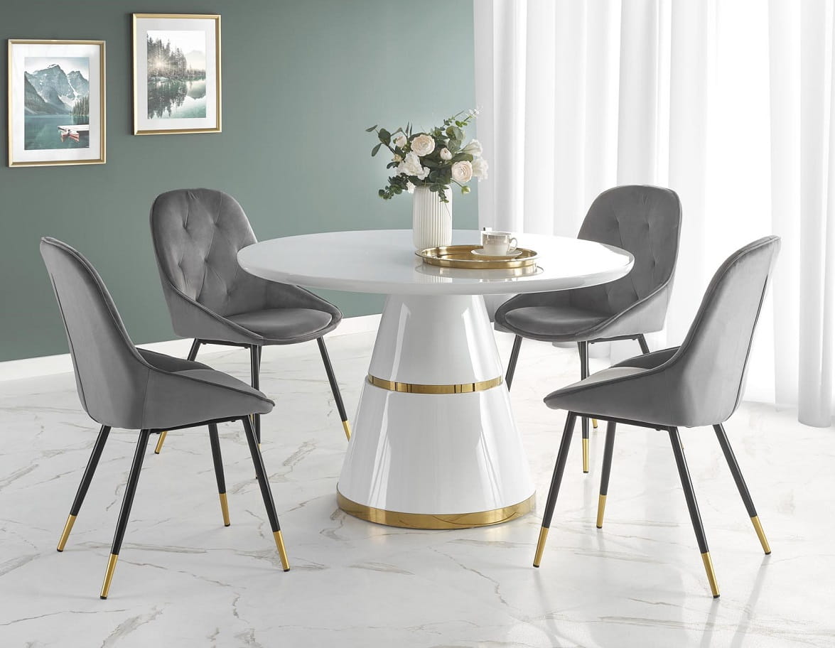 Biały okrągły stół stożkowy glam ø120 cm Umeblowana.com