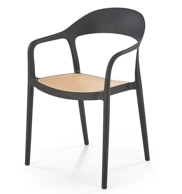 Czarne krzesło z polipropylenu z oparciem Umeblowana.com