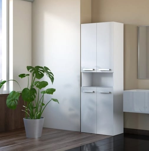 Szafka z koszem na pranie biały połysk Umeblowana.com