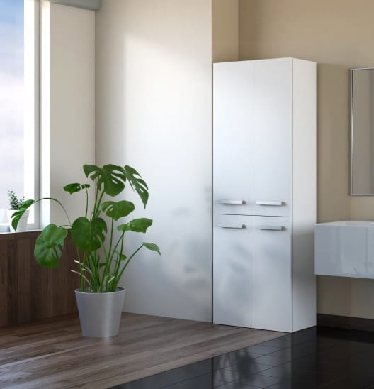 Biała szafa na ręczniki do łazienki Umeblowana.com