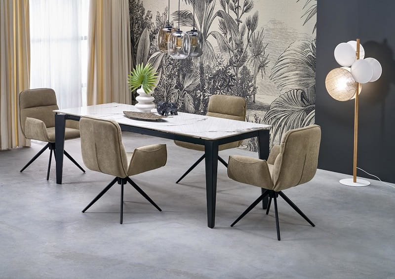 Rozkładany stół do jadalni biały marmur Umeblowana.com