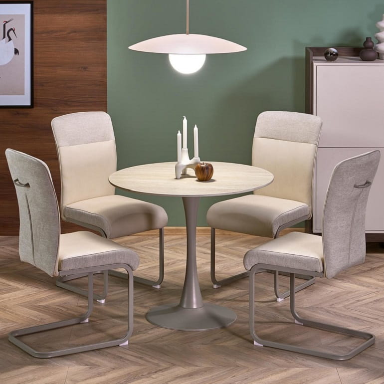 Okrągły stół kuchenny ø90 cm trawertyn Umeblowana.com