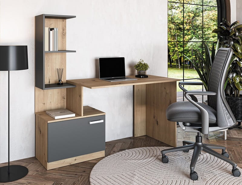 Loftowe biurko z regałem i szafką artisan Umeblowana.com