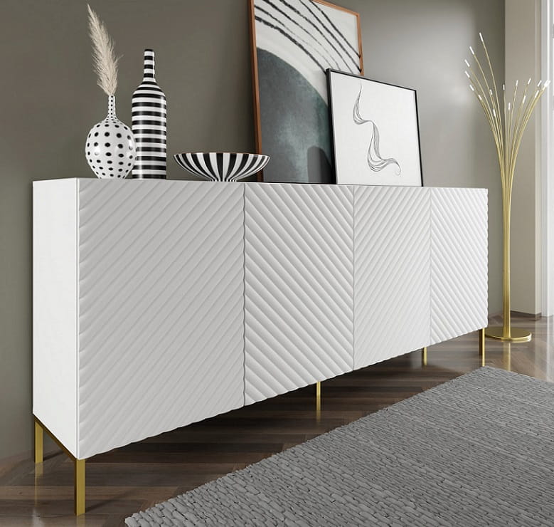 Biała długa komoda glamour 200cm Umeblowana.com