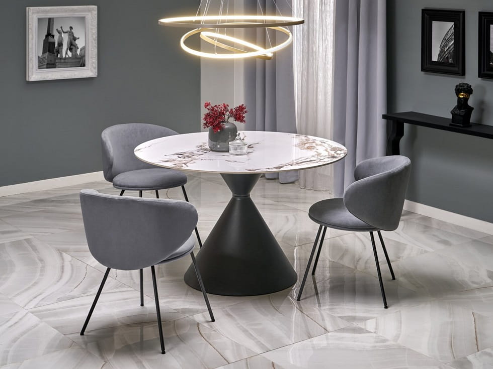 Okrągły stół na nodze marmur ⌀120cm Umeblowana.com
