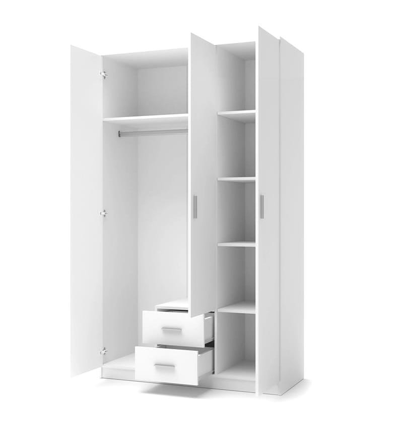 Duża biała szafa z szufladami i półkami 120 cm Umeblowana.com