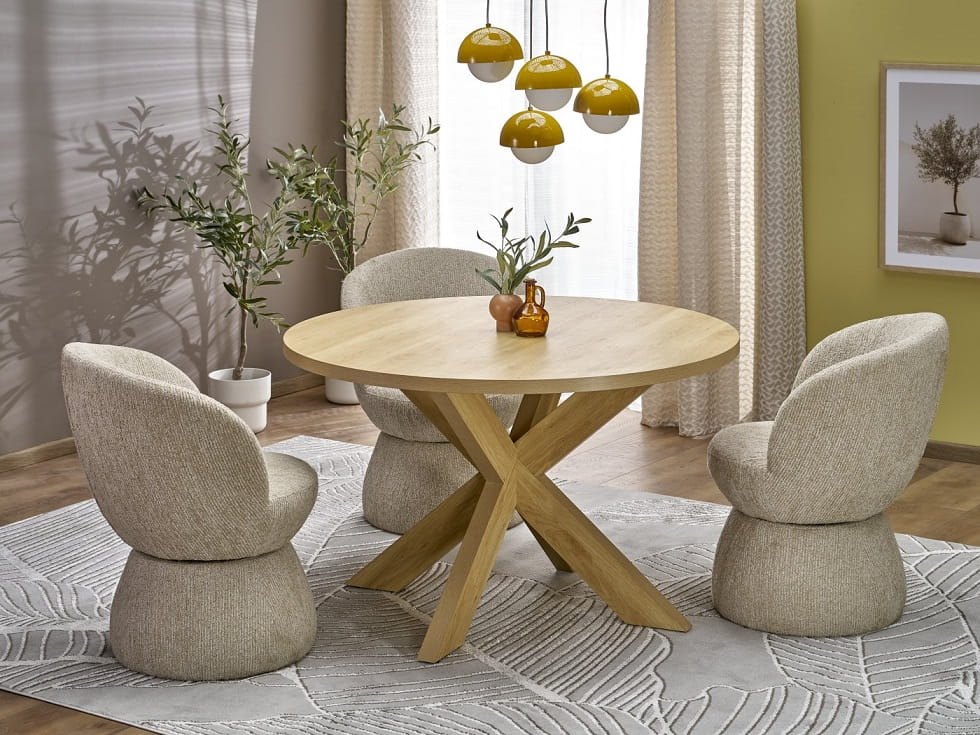 Naturalny stół z okrągłym blatem Umeblowana.com