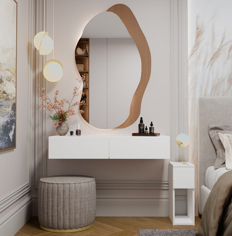 Biała wisząca toaletka z szufladami 110x40 cm Umeblowana.com