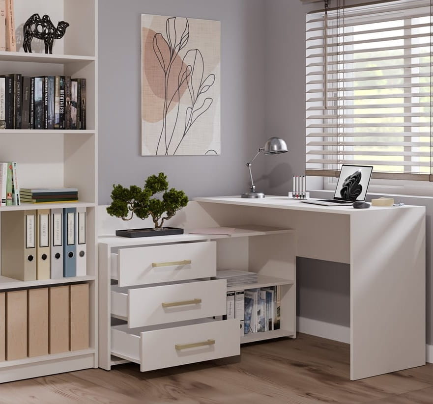 Biurko narożne z szufladami kaszmir Umeblowana.com