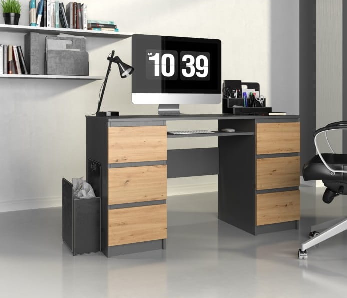 Duże biurko z szufladami 130cm loft Umeblowana.com