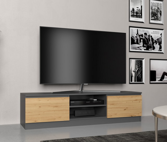 Loftowa szafka pod telewizor 140cm antracyt Umeblowana.com