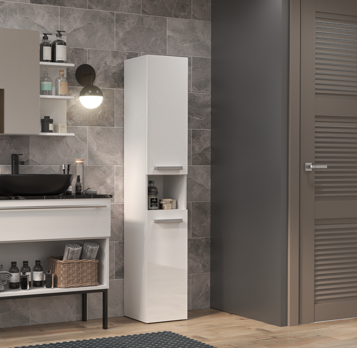 Regał na kosmetyki do łazienki biały połysk Umeblowana.com