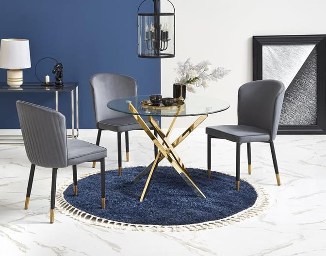 Okrągły stół ze szklanym blatem glamour Umeblowana.com