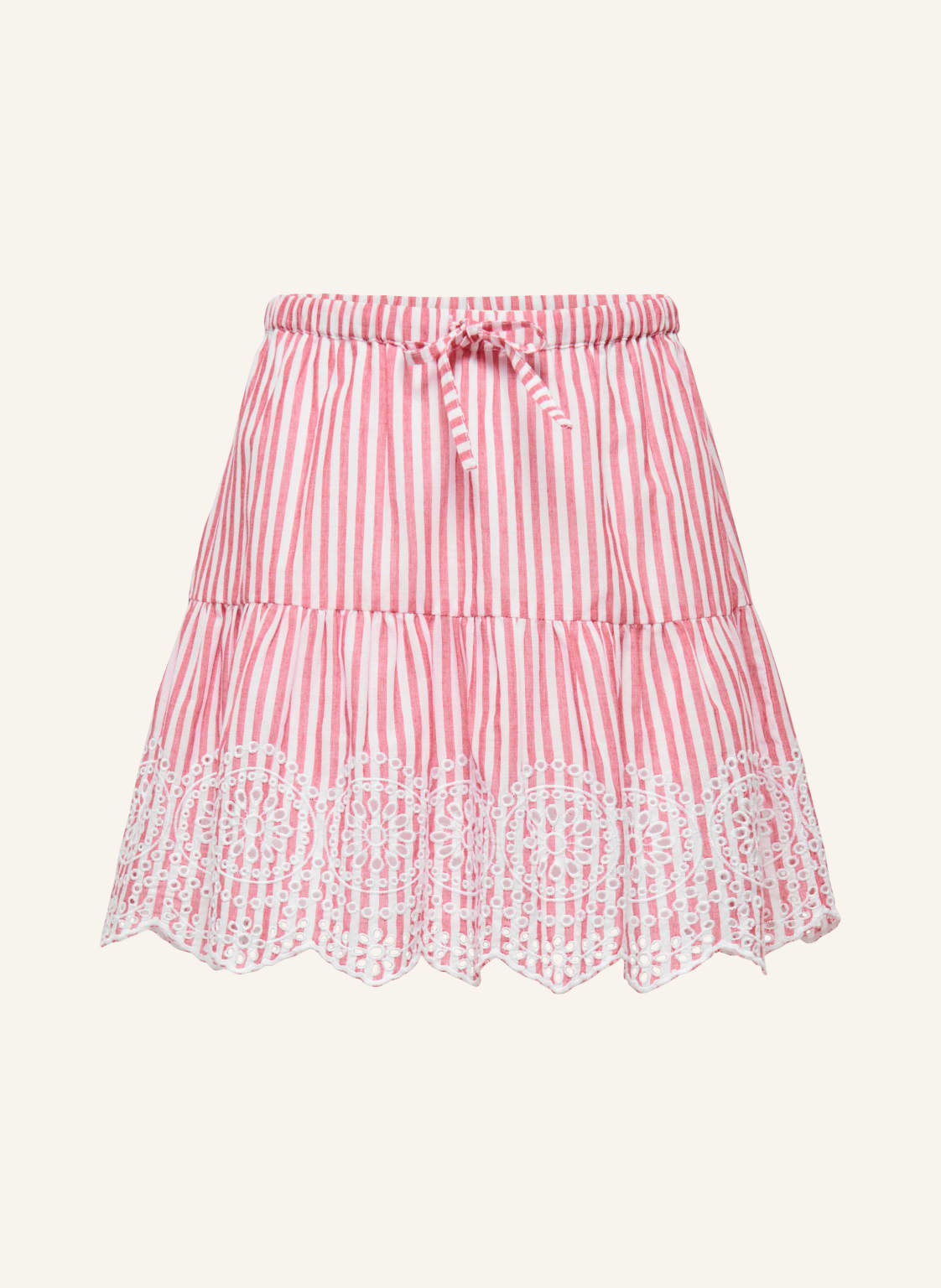 Only Spódnica Z Ażurową Koronką rot