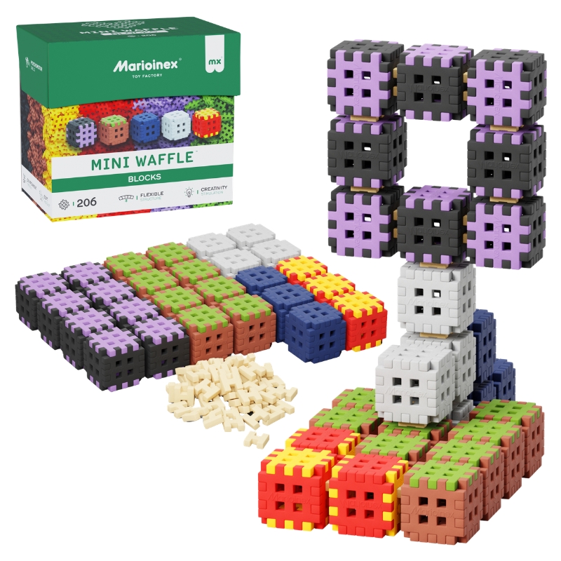 Miękkie Klocki Konstrukcyjne Marioinex Mini Waffle Blocks 206 Elementów