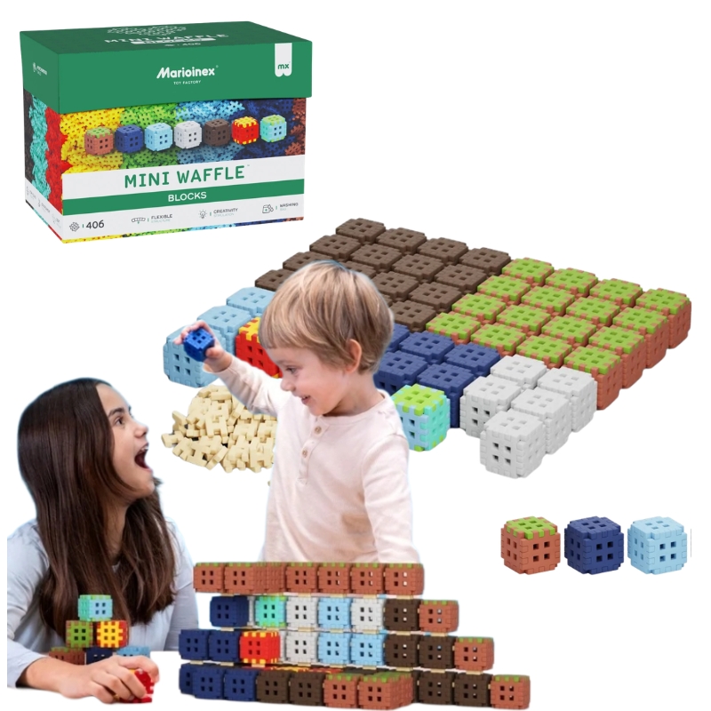 Klocki Konstrukcyjne Mini Waffle Blocks 406 Elementów Marioinex
