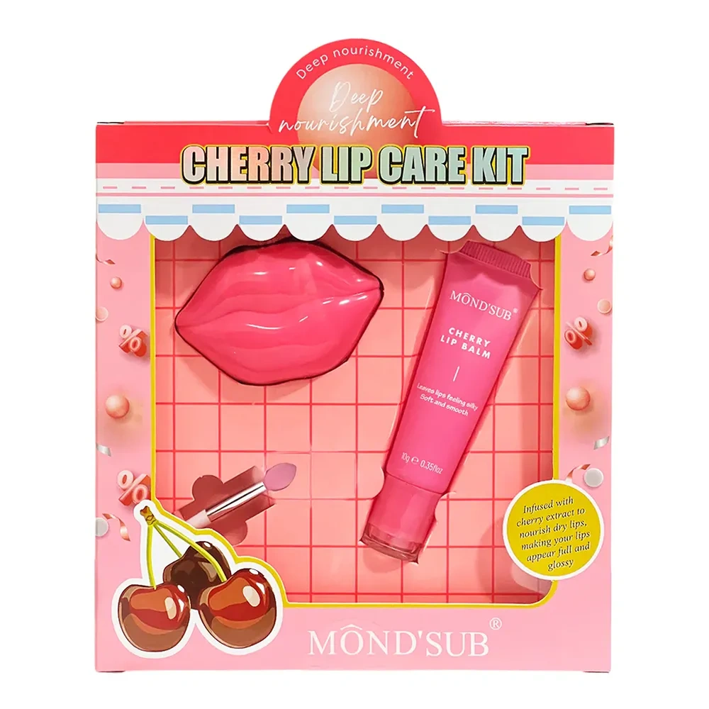 Mond'Sub Cherry Lip Care Kit zestaw kosmetyków do ust maska na noc 7,5 g + balsam wiśniowy 10 g