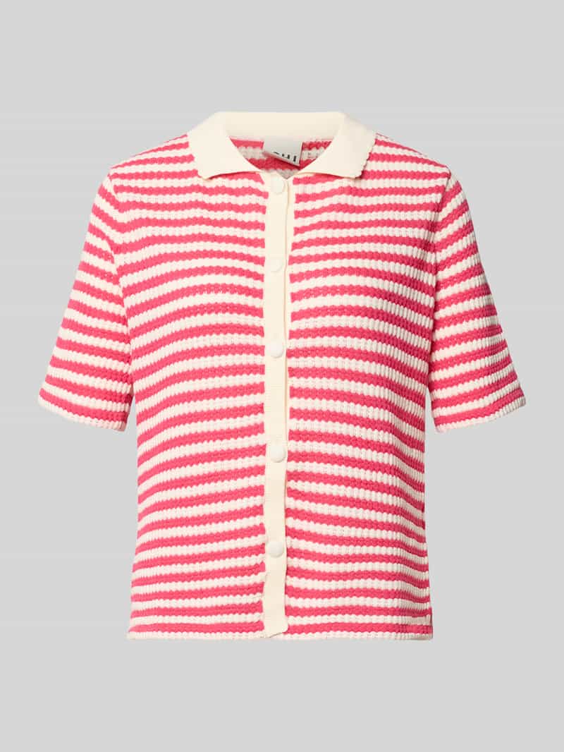 t-shirt z kołnierzykiem polo i listwą guzikową model 'LORIANNA'