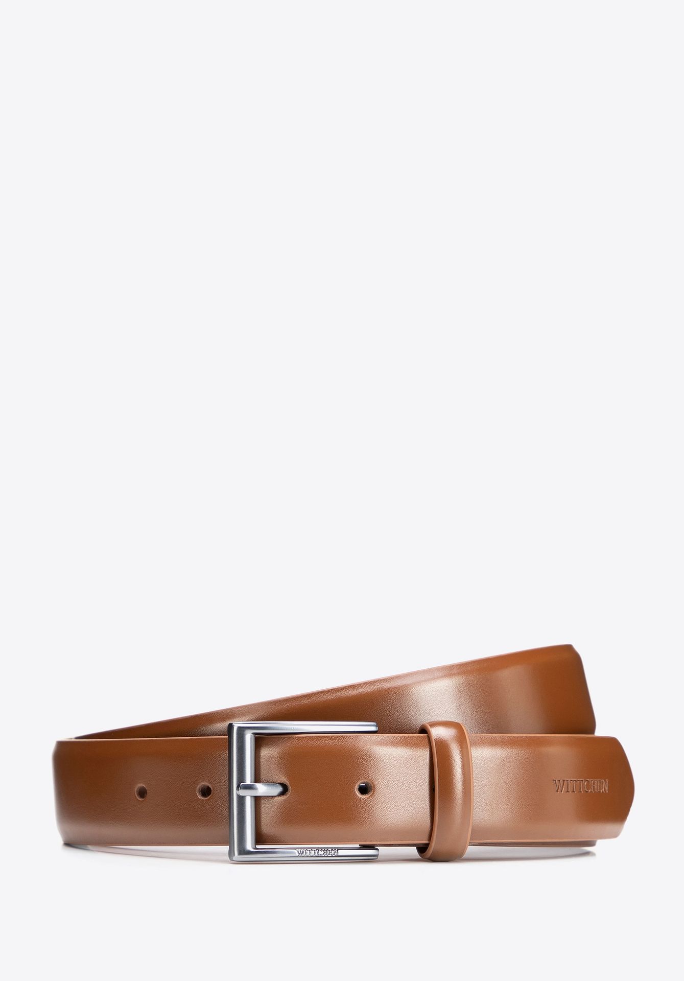 Klasyczny męski pasek ze skóry naturalnej z metalową klamrą brązowy
