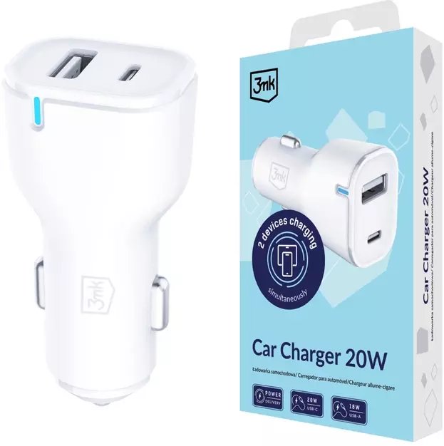 Ładowarka 3MK Accessories - 3mk Car Charger 20W PD3.0 QC 3.0 USB 1A1C White MM