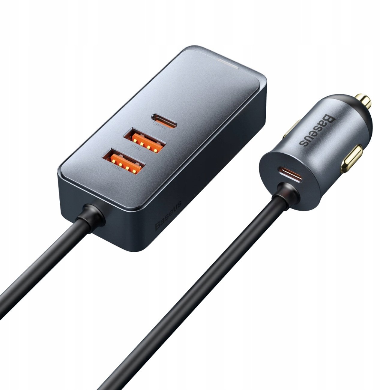 Ładowarka Baseus Baseus Share Together PPS Multi-port Fast charge Car Charger with Extension Cord 2U+2C 120W Space Grey
