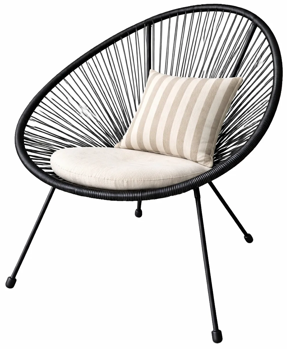 Czarne krzesło ogrodowe acapulco polirattanowe N8-D77