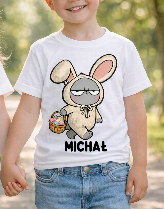 Koszulka dla dziecka z imieniem zajączkiem na Wielkanoc