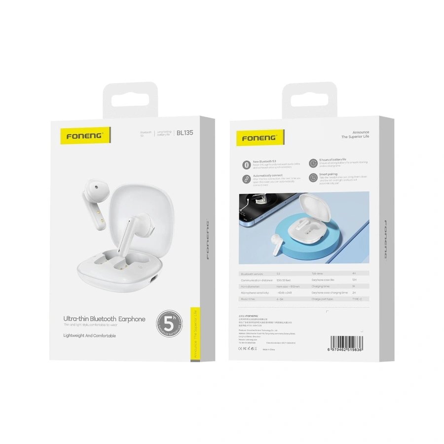 FONENG słuchawki bezprzewodowe BL135 Biały