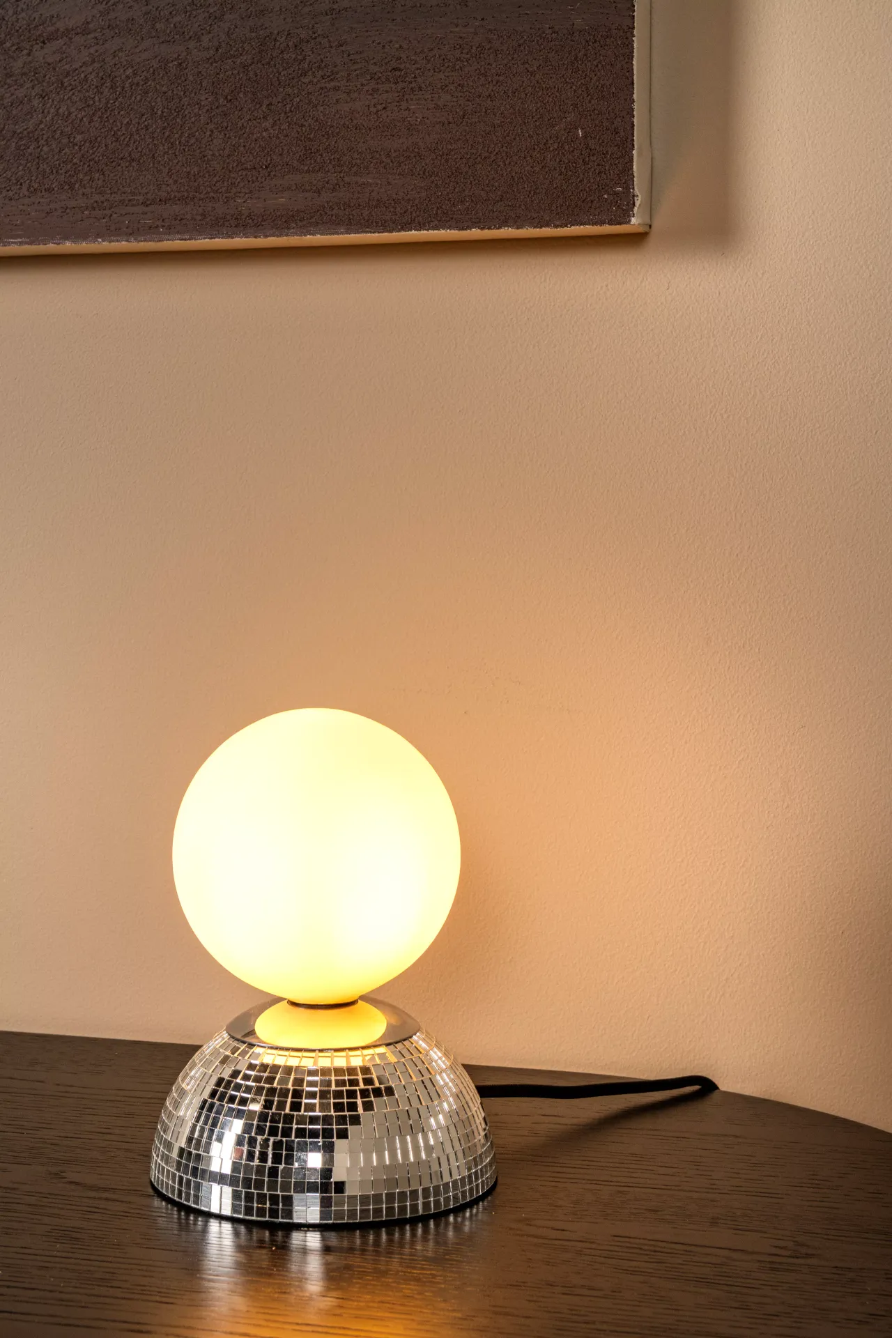 GLITZER lampa stołowa podstawa srebrna mozaika klosz biała kula 1xG9 LUCIDE 10527/01/14