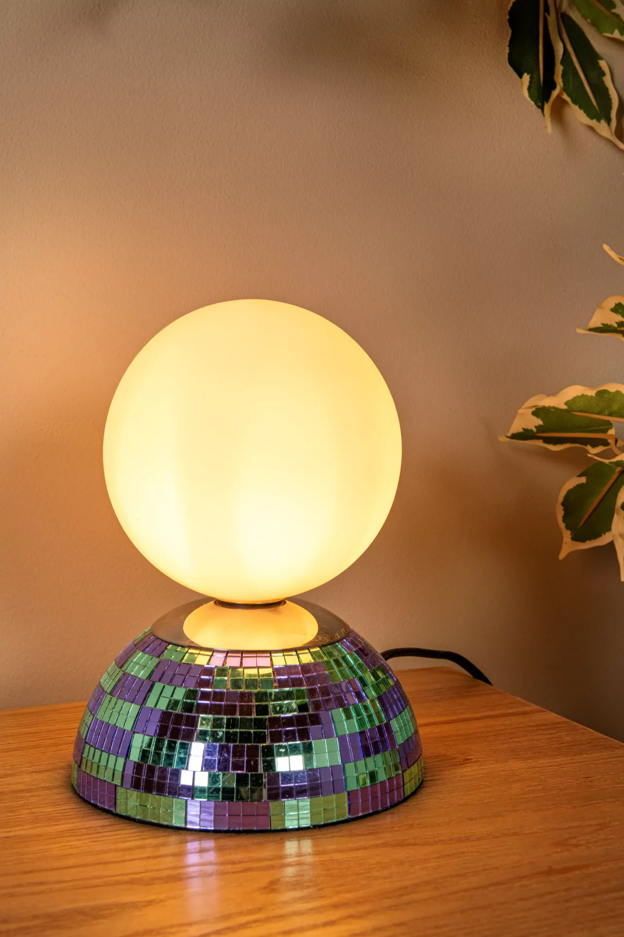 GLITZER lampa stołowa podstawa niebieska mozaika klosz biała kula 1xG9 LUCIDE 10527/01/35