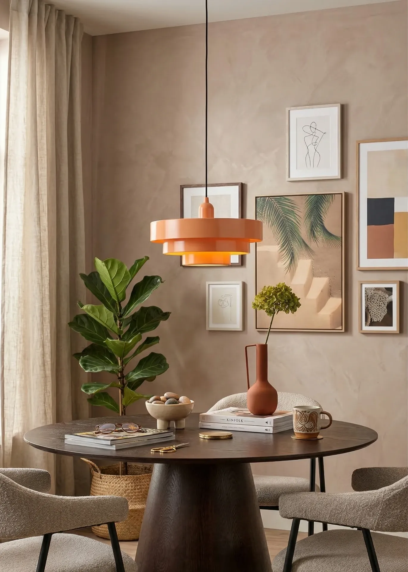 RUNA lampa wisząca retro 35cm różowa łososiowa 1xE27 LUCIDE 21443/35/66