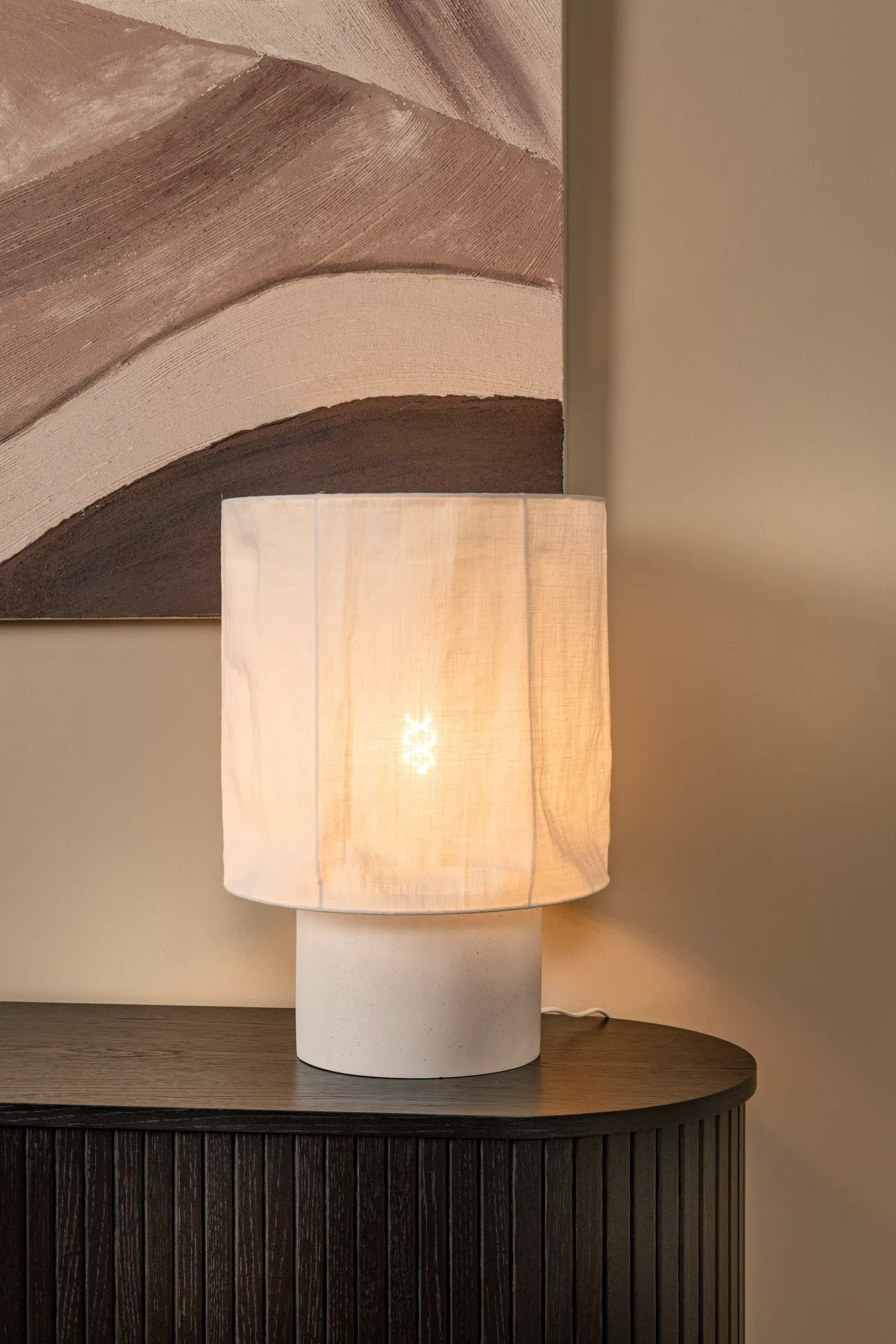 TISSAJA lampa stołowa biała abażur lniany 35cm 1xE27 LUCIDE 06528/50/31